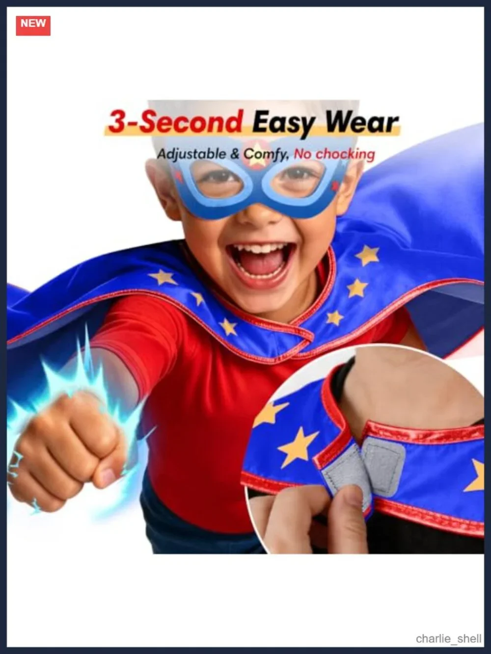 Kids 4-Piece Superhero Cape Set with Mask Wristbands Satin Pretend Play Costume